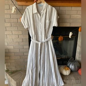 Antonio Melani 100% linen flowing mid-length dress with cotton slip.